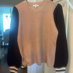 Madewell Tan and Blue Crew Neck Sweater